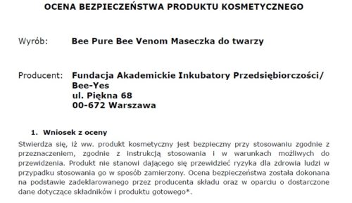 maska Bee Pure - raport bezpieczeństwa