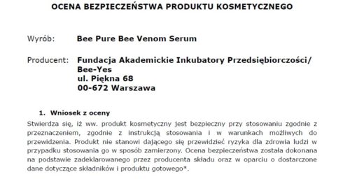 serum Bee Pure - raport bezpieczeństwa